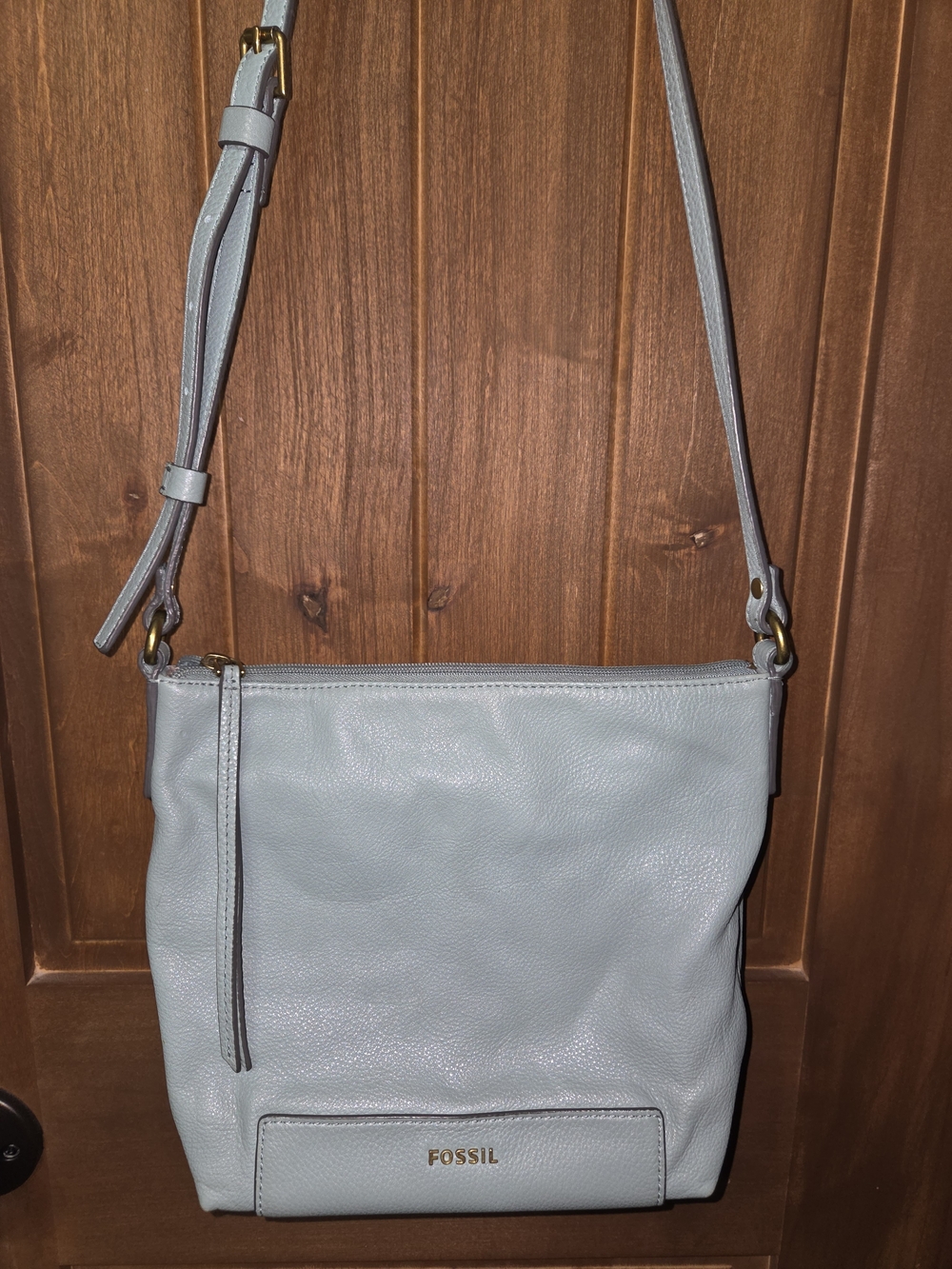 Fossilā Light Green Leather Crossbody Bag